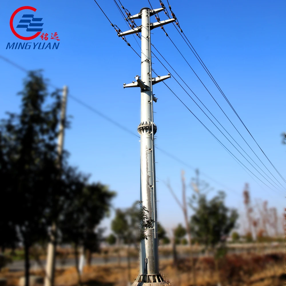 60ft galvanized steel tubular utility power pole galvanized metal steel pole
