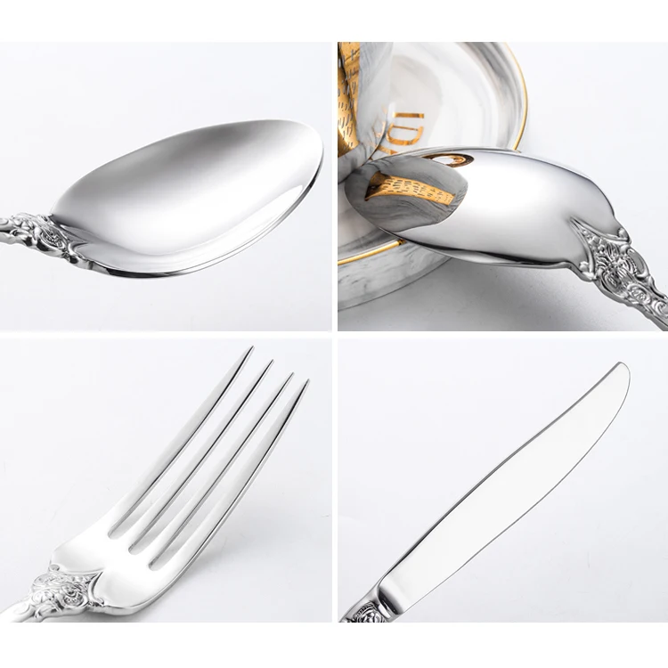 Factory Price Stainless Steel Luxury Kitchen Fork Spoon Knife Set Vintage Cutlery