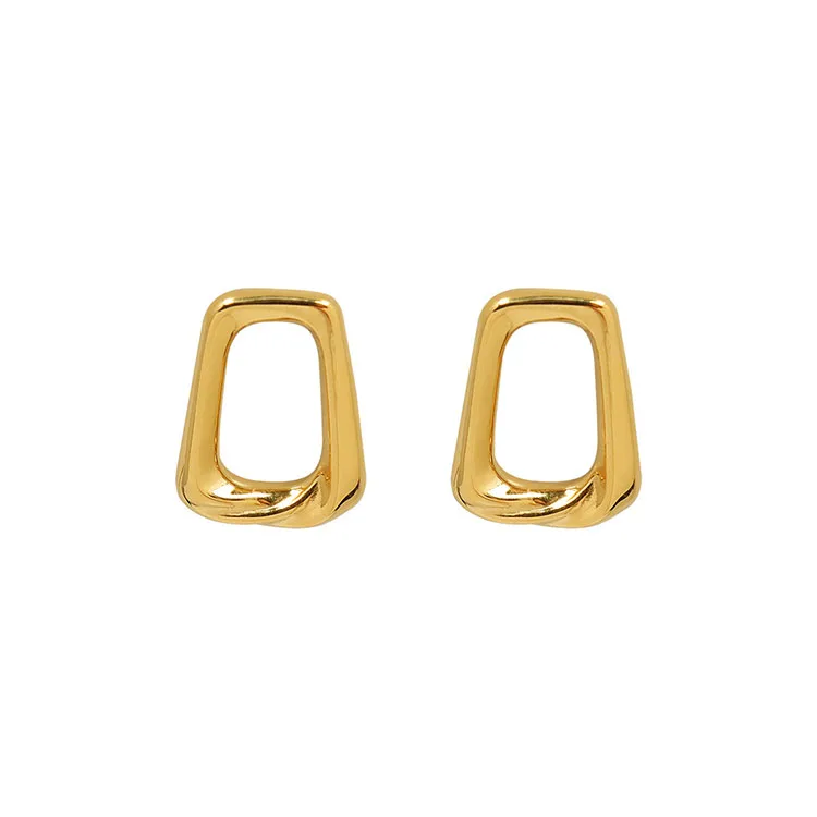 Customizable Wholesale Female 18K Gold Plated Stainless Steel Square Elegant Choker Necklace Stud Earrings Women Jewelry Set