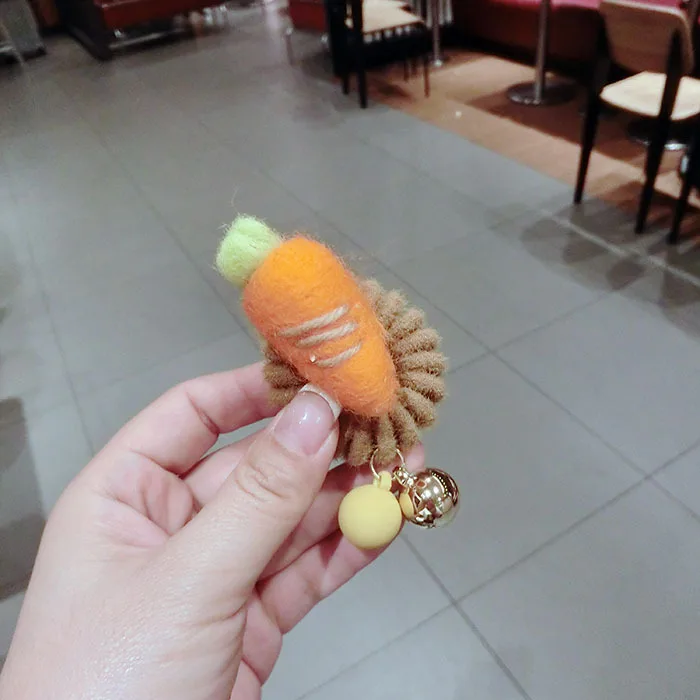 
Three-dimensional fruit rabbit felt hair cord cartoon hair cord hair cord carrot rubber band girl 