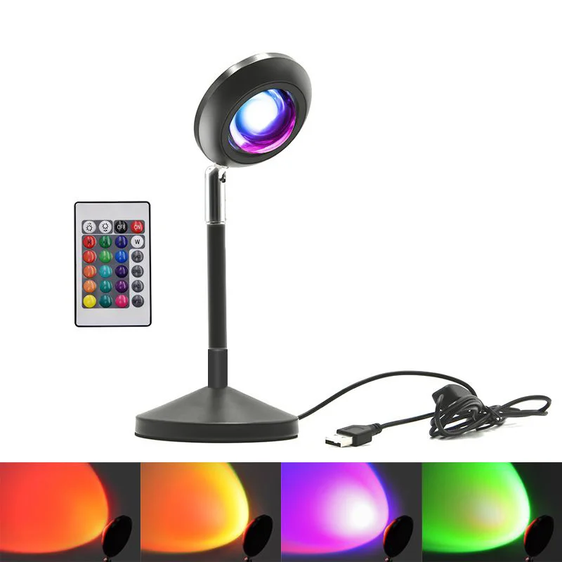 Factory Wholesale Price Table Led Night Rainbow Sunset Projection Lamp Rgb Sunset Lamp 16 Colors For Room