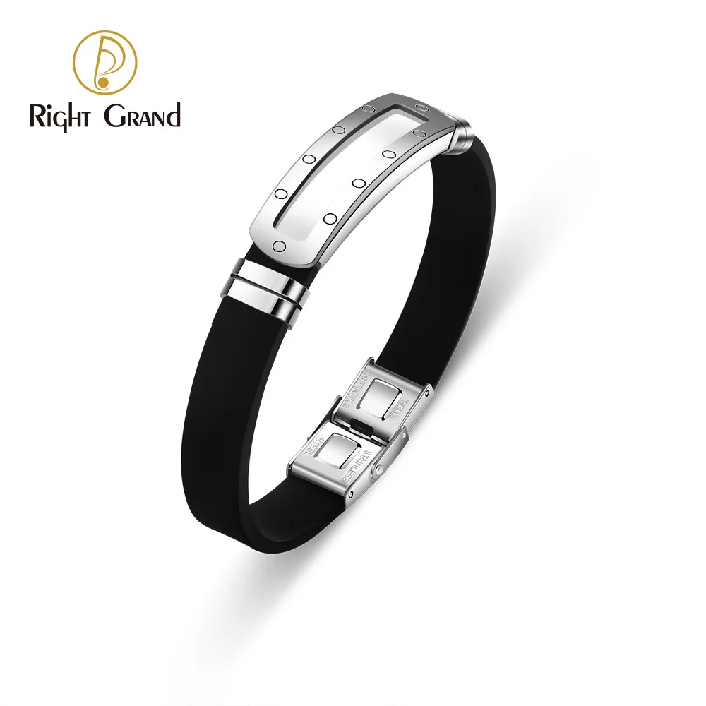 Fashion Men Bracelet Jewelry Hollow Stainless Steel Wrist Band Rubber Custom Silicone Bracelets