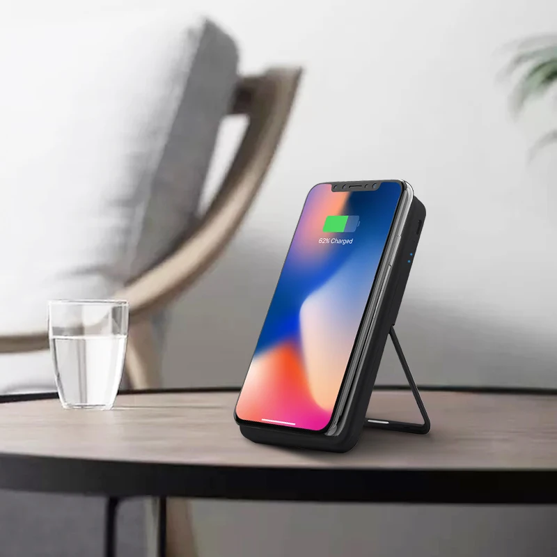 осная внешняя батарея для зарядки PD QC3.0 8000 мАч быстрой зарядки 10 Вт Беспроводное зарядное устройство power bank для Iphone