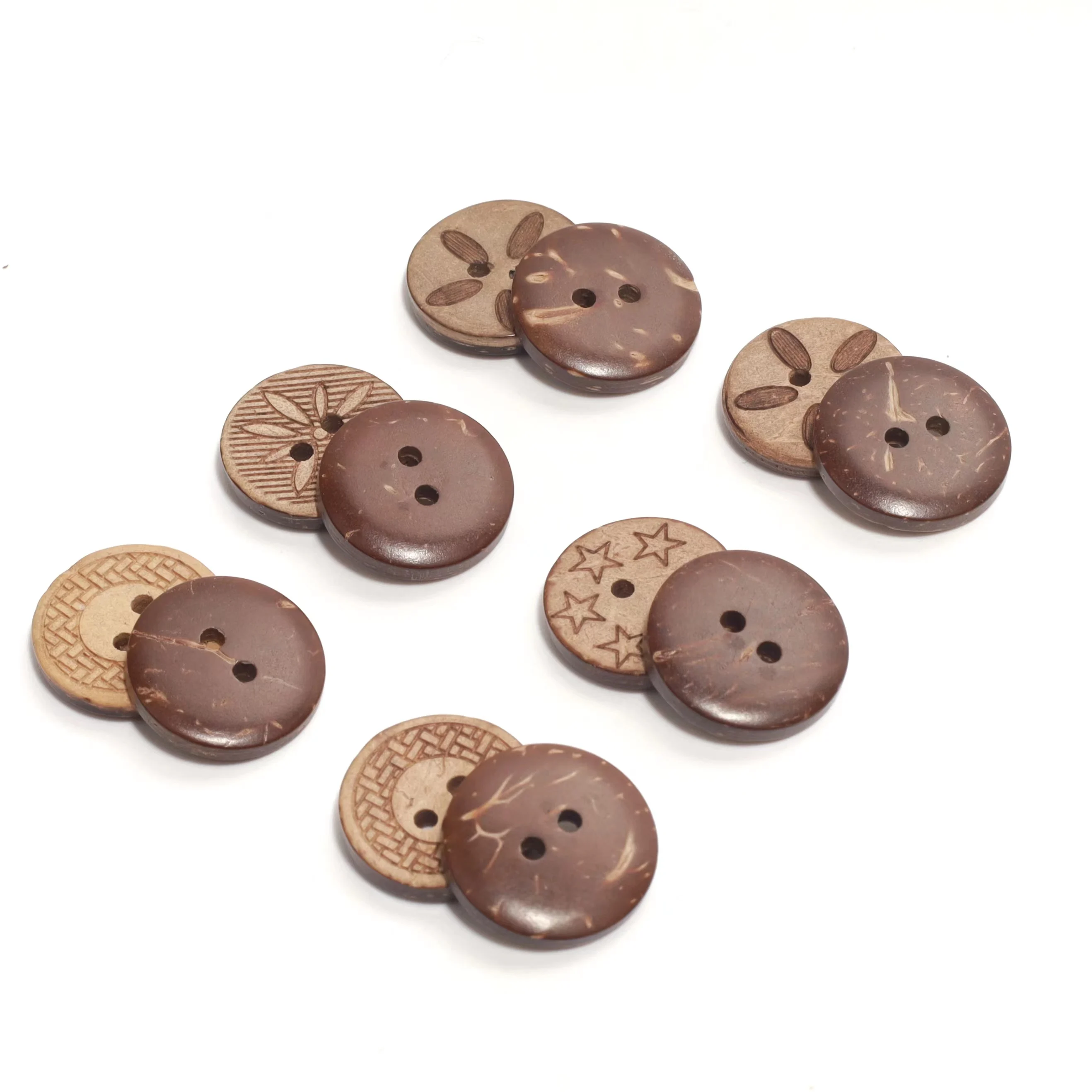 E01 Custom Printing Wooden Natural Round Vintage Baby Wholesalers Coat Coconut Shell Sewing Clothing Buttons