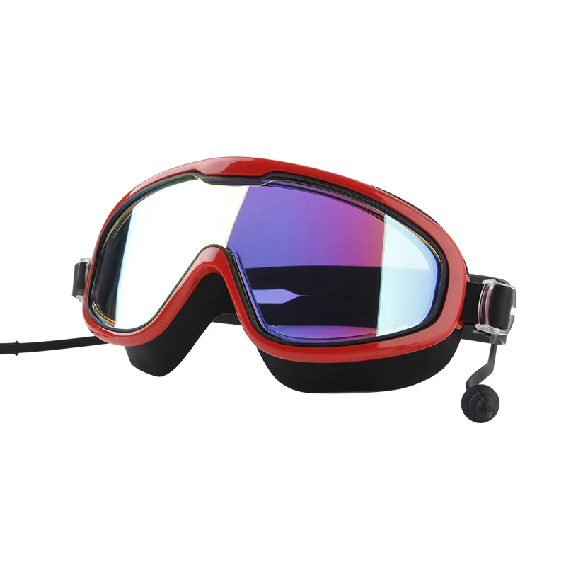 Wide field of vision swimming mask black quality adult anti-fog two-color large frame swimming goggles