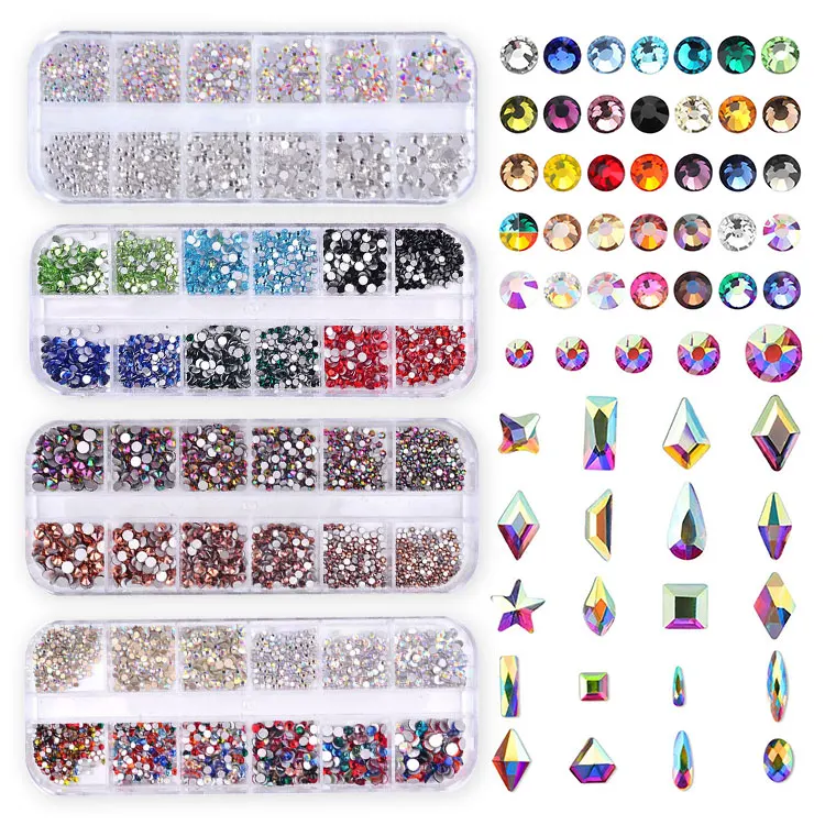 Wholesale Bling Press On Nails Rhinestone Nail Art Decorations DIY 3D Big Nail Charms Rhinestones