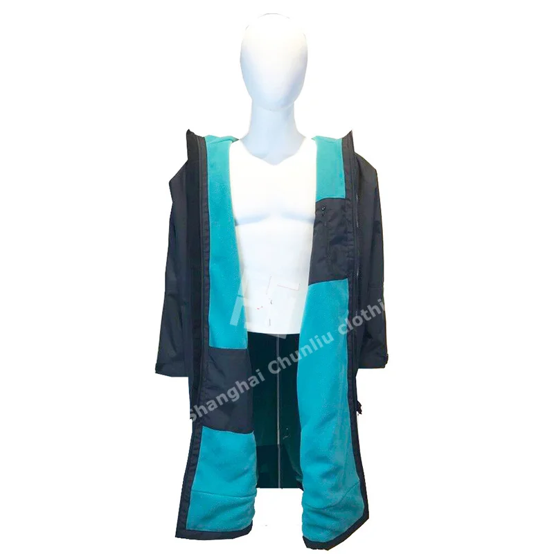 
Good quality winter swim surf windproof polar fleece poncho changing robe waterproof with hood 