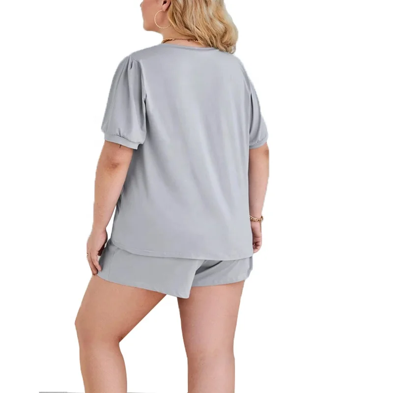 Hot Selling US Size XL Plus Women Sleepwear 2 Pieces Set For Ladies Cotton Pajamas