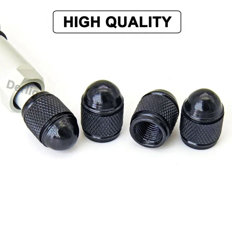 Bullet Valve Stem Caps Black Aluminum Alloy Tyre Wheel Air Dust Valve Caps Metal Dome Cone Shape Car Tire caps