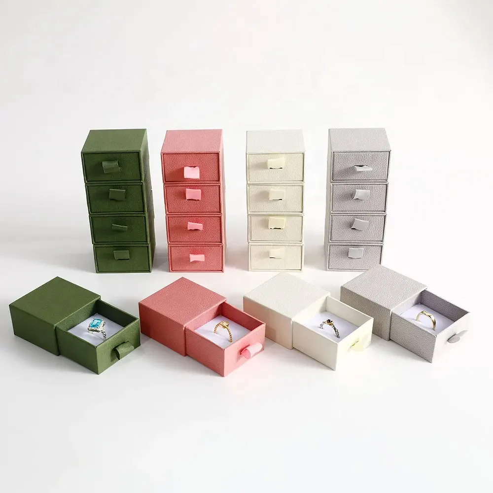 ring box Jewelry Drawer Boxes High Quantity Texture Paper V-groove Sliding cardboard Package Box with Custom logo