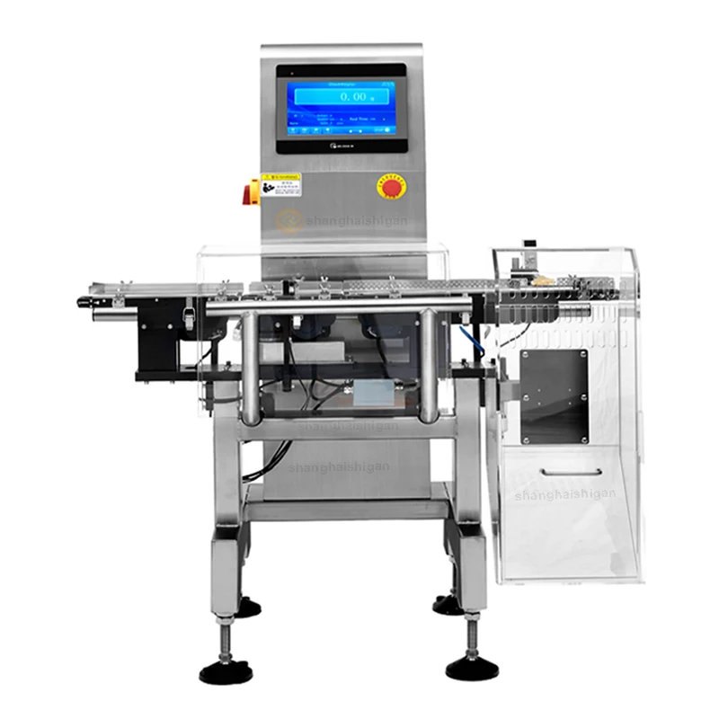 Electronic fish weighing machine with air reject system, vegetable conveyor belt weight check weigher