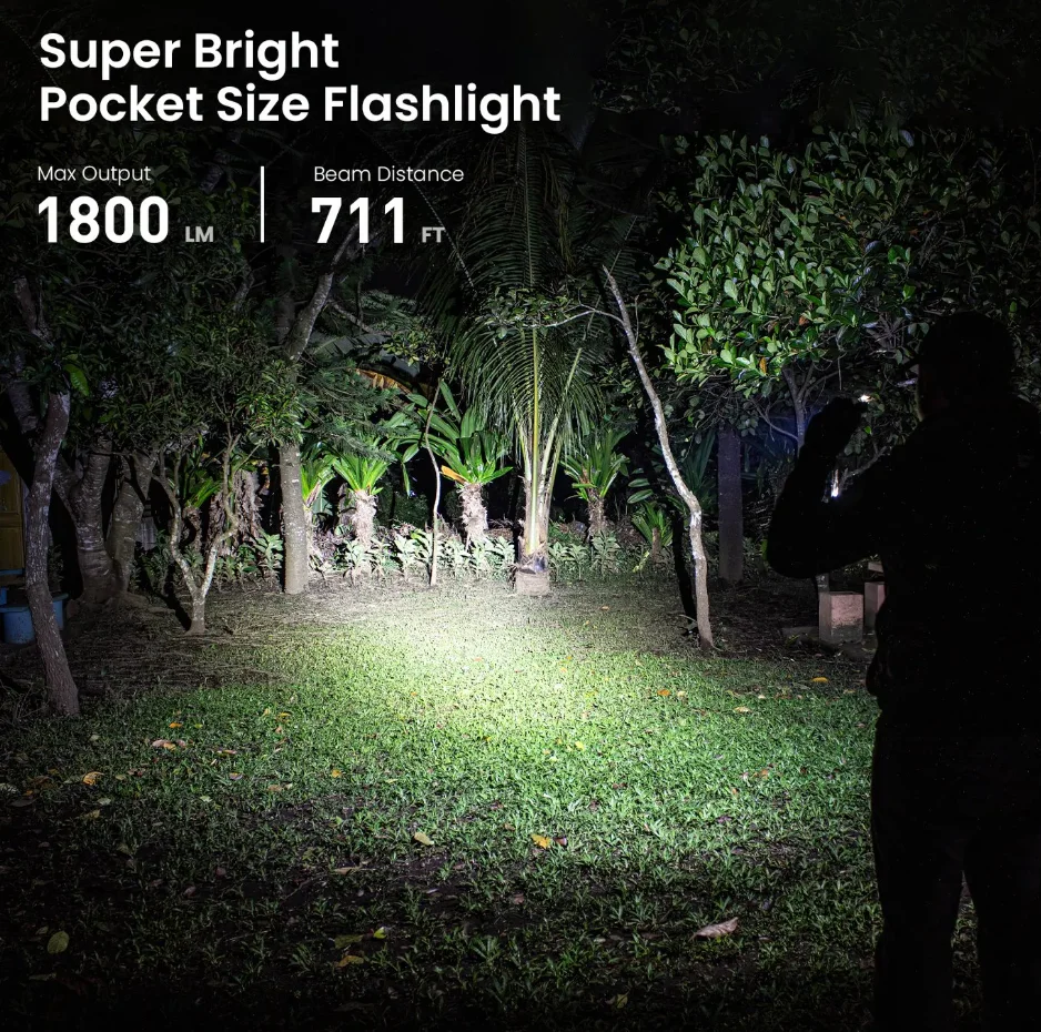 Flash Sale 1800lm SST40 Long range EDC Flashlight 18650 Rechargeable LED Torch TIR Optics Lens Lantern with Power Indicator
