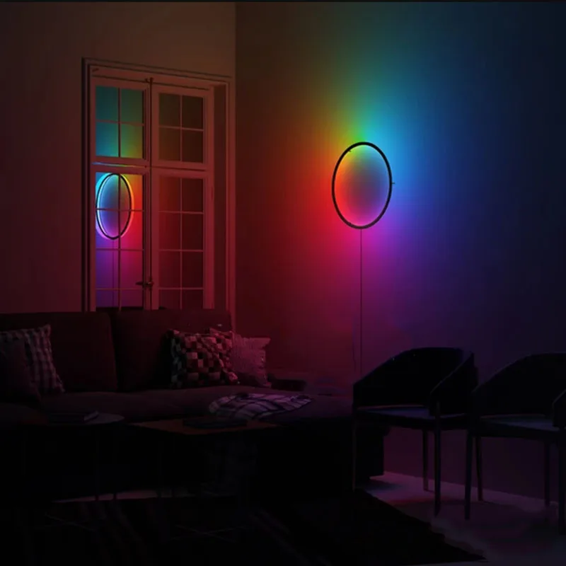 
decorative wall lamp Amazon led modern minimalist bedroom RGB dimmable colorful wall lamp 