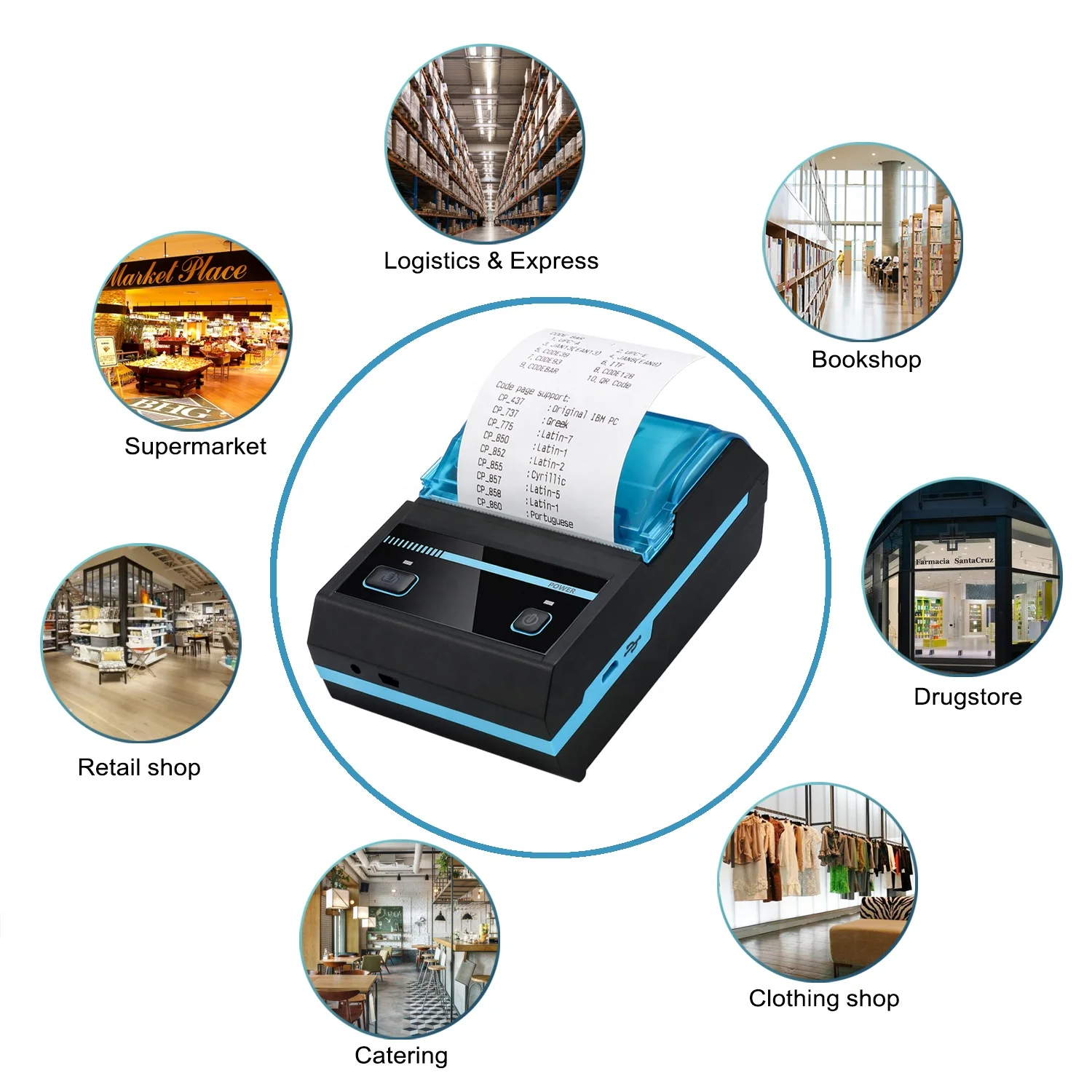 MHT-P5801 New arrival mini 58mm blue tooth handheld thermal receipt printer thermal mini pos receipt printer