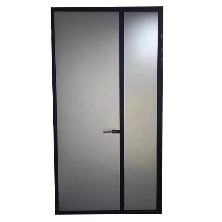 Extremely Narrow Frame Bathroom Swing Door Aluminum Door Kitchen Balcony Glass Graphic Design Stainless Steel Modern Polymer