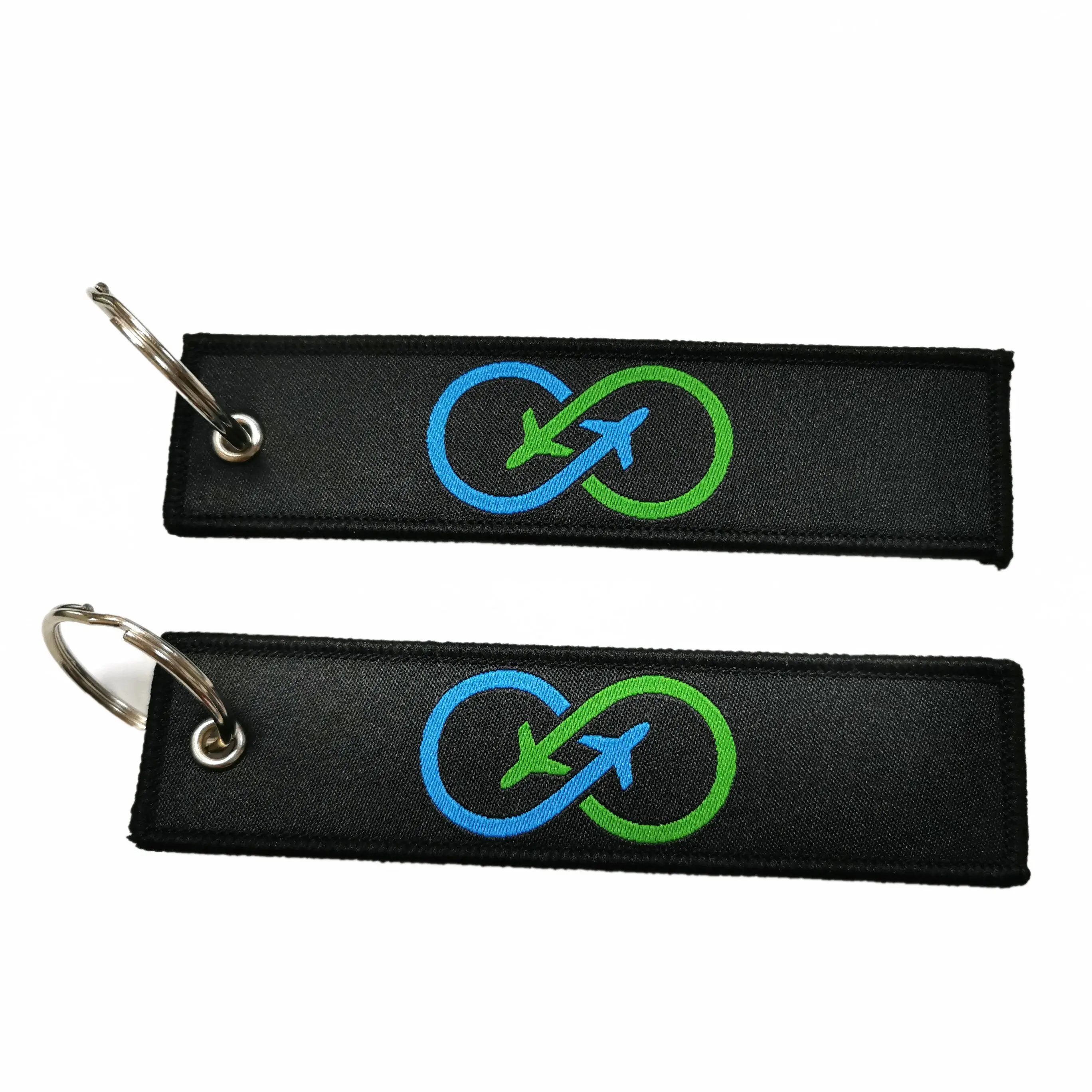 Wholesale Design Logo Fabric Keychains Personality Tag Motorcycle Accessories Outboard Double Side Embroidered Keychain