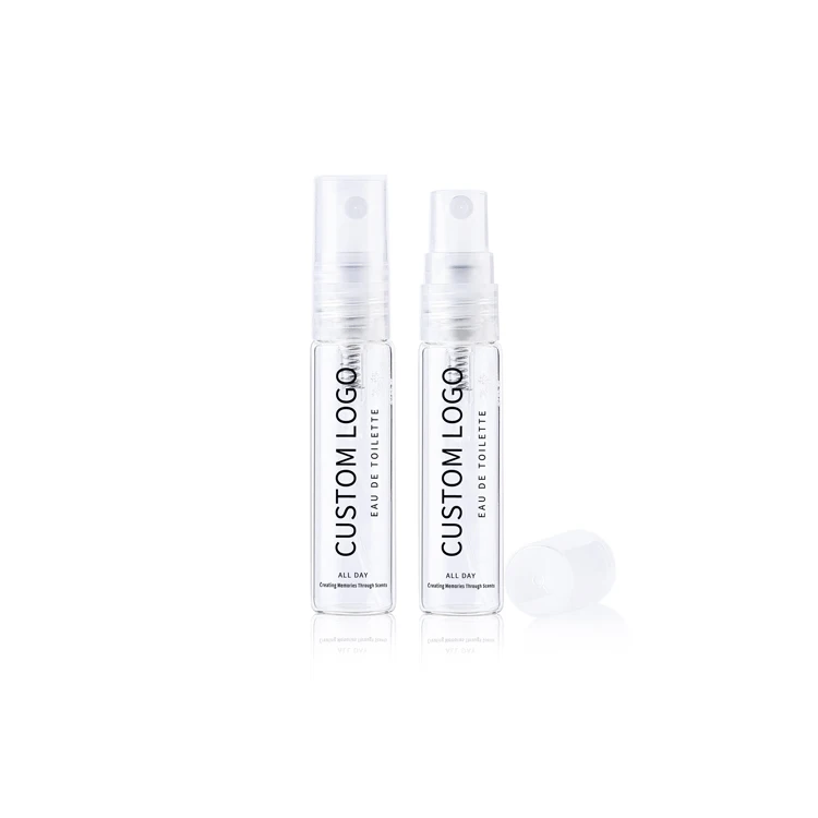 Custom logo print empty 3 ml 5 ml 10 ml clear mini atomizer mist vial sample test spray plastic perfume bottle