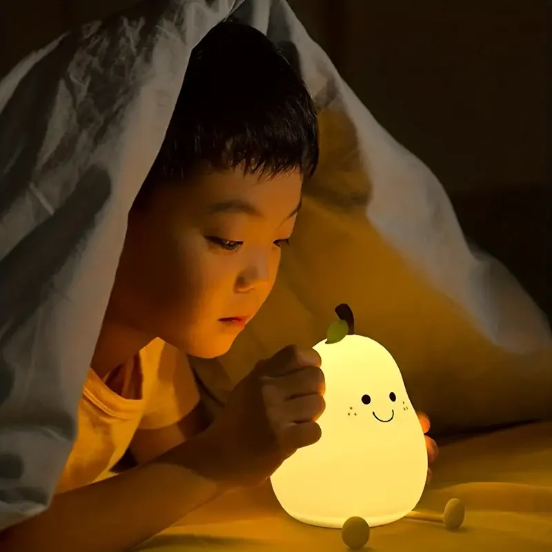 Pear shaped silicone pat lamp for girls as a gift bedroom companion sleep light cute eye protection ambient light