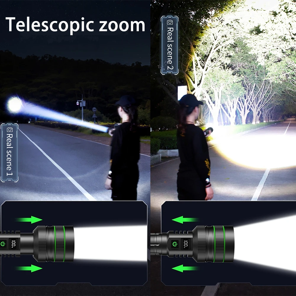New Ultra Long Distance High Power USB Rechargeable Strong Light Outdoor Portable Lantern Waterproof LED Flashlight