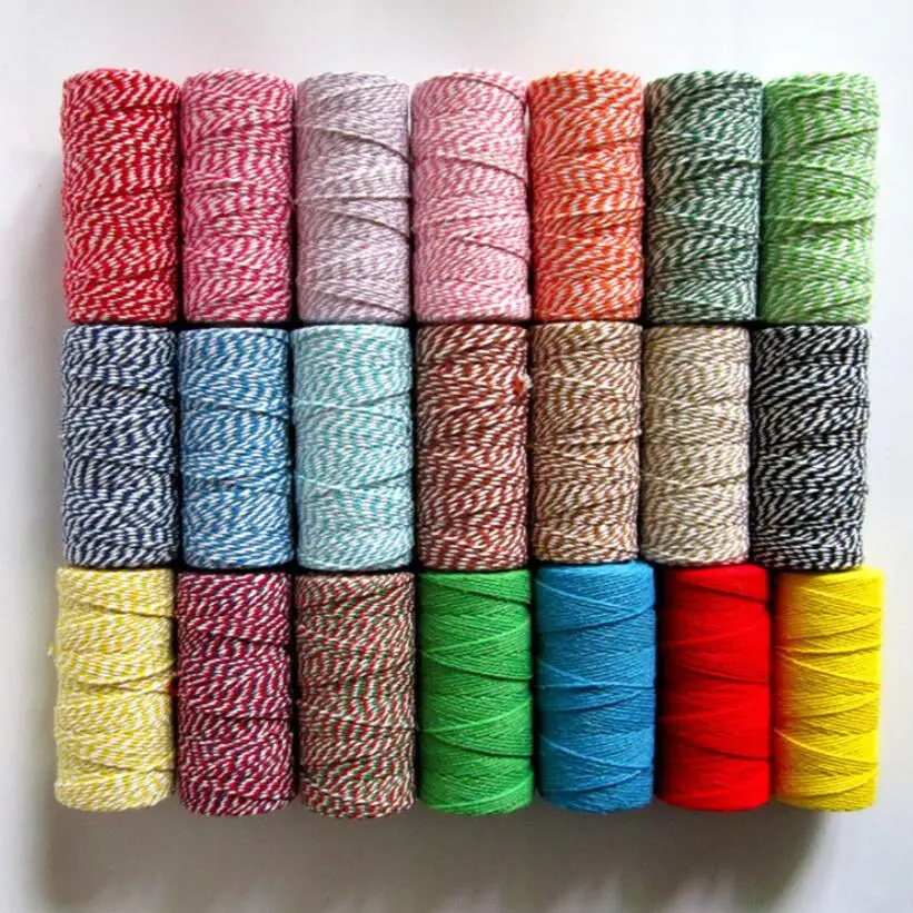 Colorful Braided 2MM DIY 100% Cotton Cord for Gift Package 100 Meters per Roll Handmade Knitting Thread