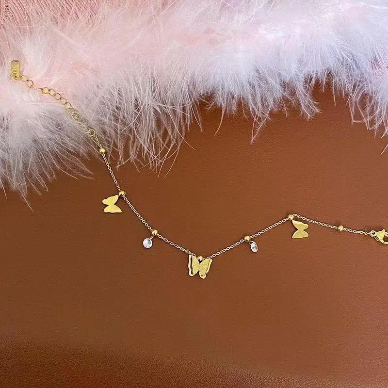 Stainless steel jewelry wholesale new butterfly zircon bracelet does not fade low allergy bracelet for women