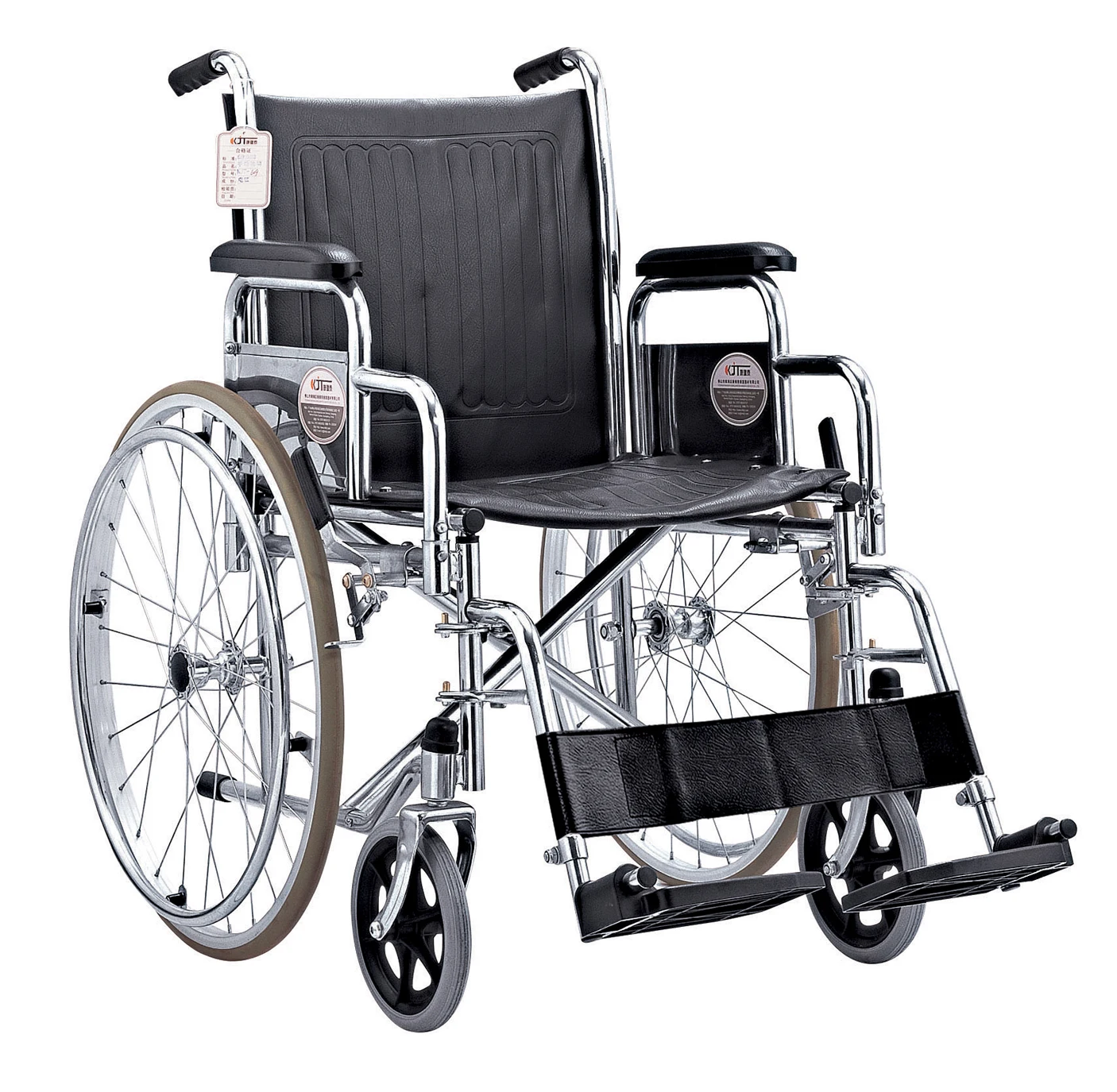 8 Front wheel 24 rear wheel with IV pole detached footrest flip up armrest steel wheelchair for elderly steel wheelchair