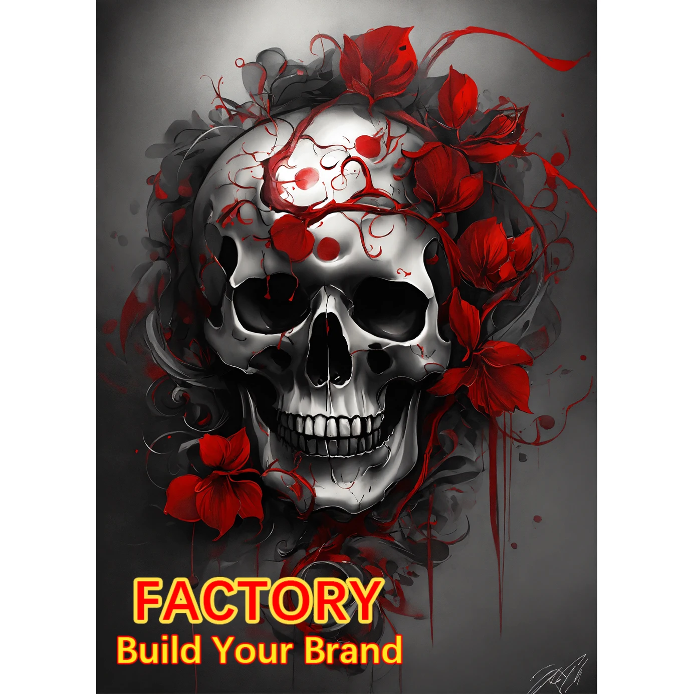 Handmade 5D DIY Skull Head Flame Devil Diamond Painting Set Flower Cross Embroidered Rhinestone Mosaic Art Home Decoration Gift