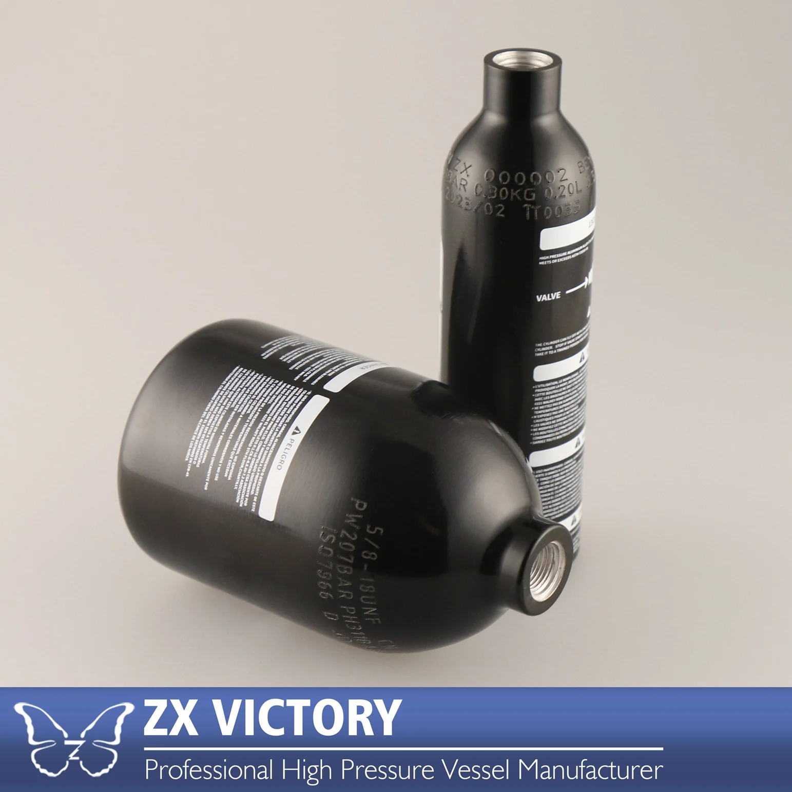 ZX 9oz 12oz 16oz 20oz 24oz ISO7866 PCP Aluminum Paintball Tank Cylinder CO2 Bottle HPA Tank Air Tank for paintball