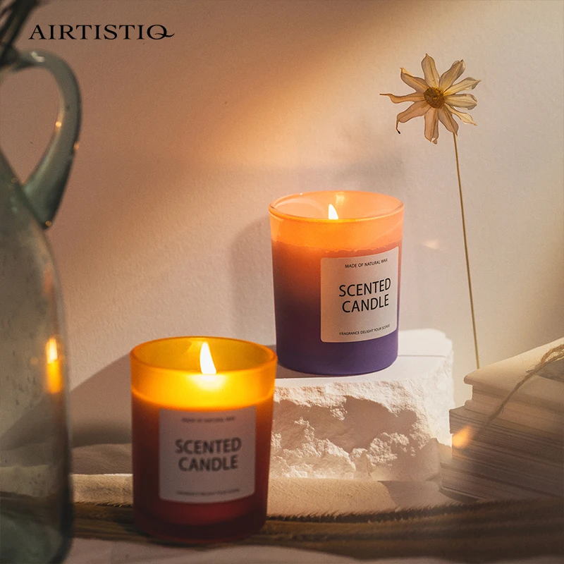 Wholesale Modern Hot Sale Gradient Glass Jar Scented Soy Candle