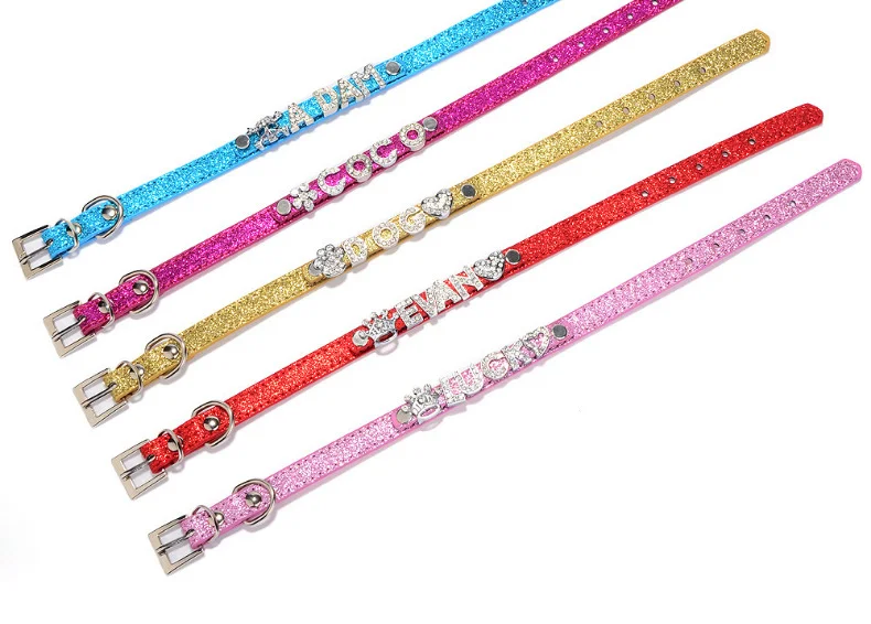 Custom bling name pet collars Diamond DIY Name Letters Personalized Luxury Rhinestone Dog Collar for Small Dogs pet accessories