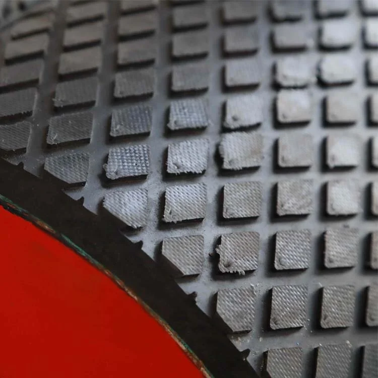 skidproof diamond/rhombus grooving pattern conveyor head pulley/roller/drum rubber coating