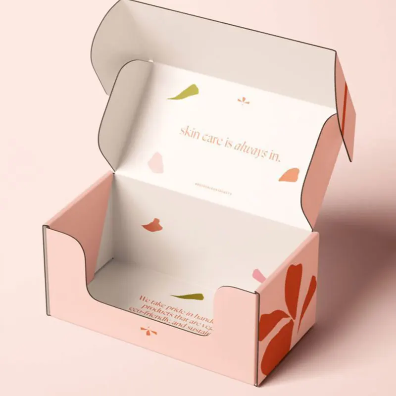 Custom Brand Logo Printing Pink Custom Corrugated Shipping Box Pink Color Logo Print Locking Mailer Packaging Mailing Box