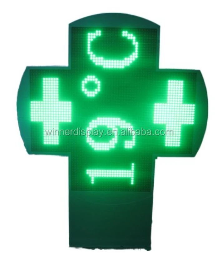 P10 Module Us Leads Sign Indoor Green Led Pharmacy Cross With Your Logo