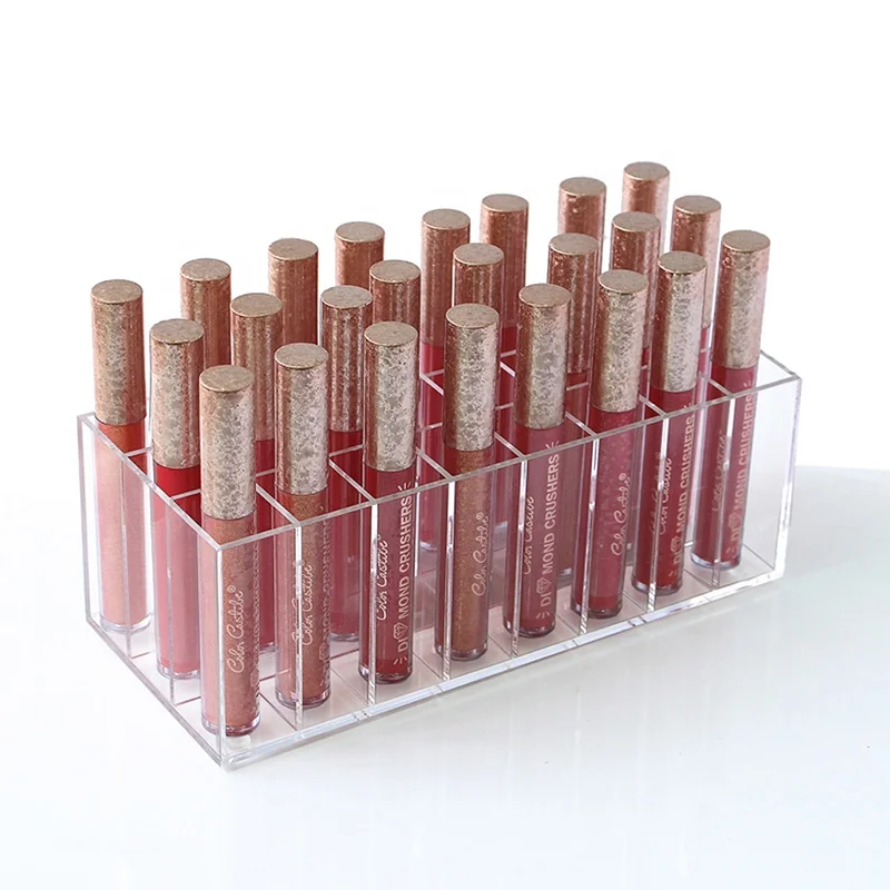 24 Grid Acrylic Lip Balm Organizer Plexiglass Lipstick Display
