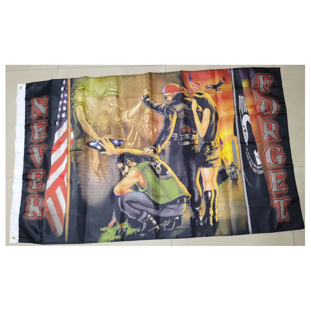 Custom  Polyester 3 x 5 Foot Vietnam Wall POW MIA Never Forget Motorcycle Bikers Flag