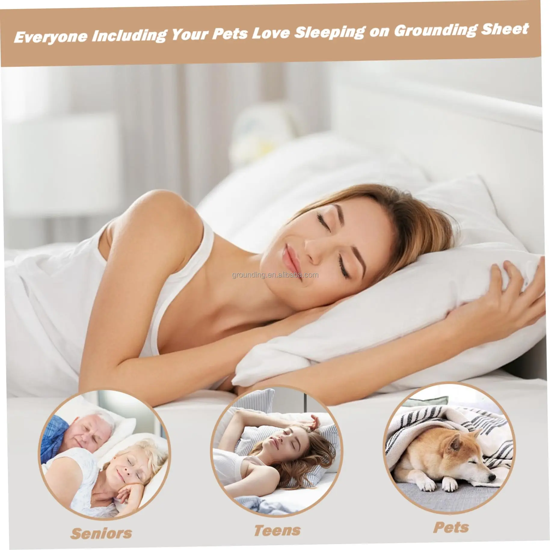 Pure Silver Thread Healthy Silver Cotton Earthing Esd Fitted Bed Sheet Without Connection Cord