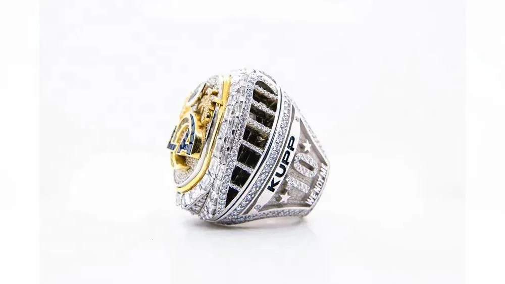 The  Newest 2022 Los Angels Rams Official Championship Rings with opened ring top and  custom sports rings for men