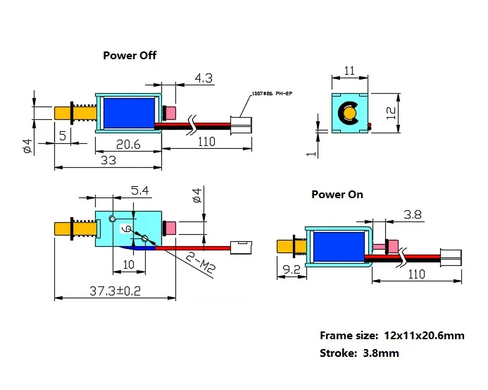 JSO-0420 12Vdc open frame push pull solenoid