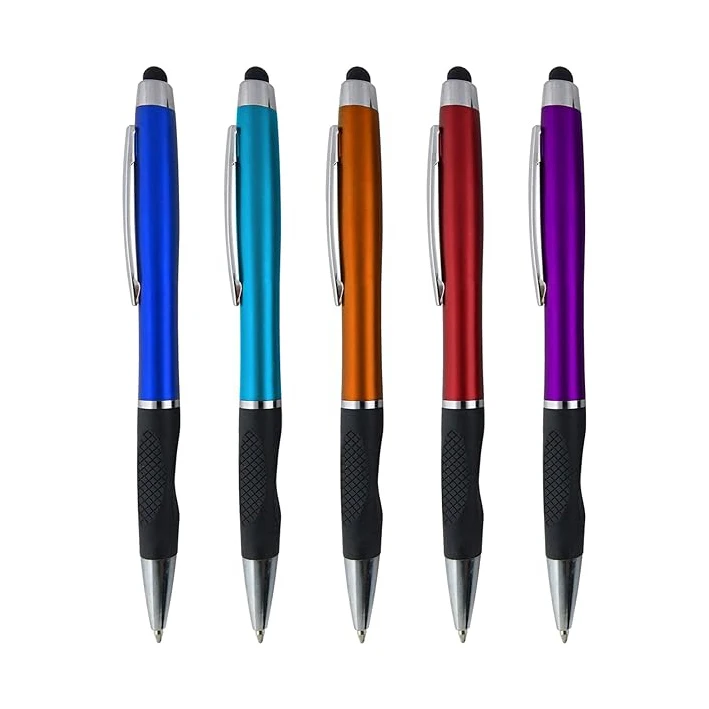 2 in 1 Twist Action Metallic Capacitive Stylus Comfort Grip Custom Metal Ball Point Pen for Touchscreen Devices
