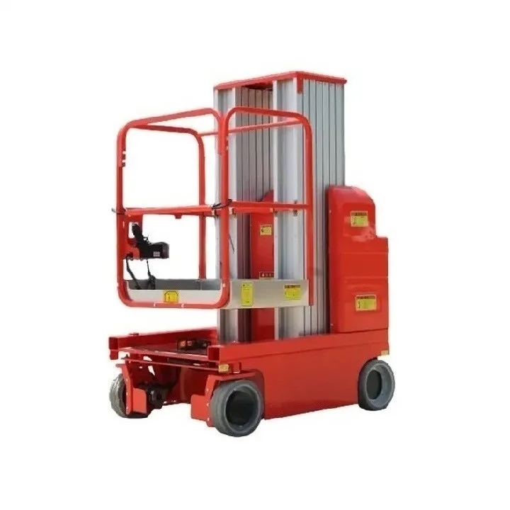 BTSP2 Mobile Electric Hydraulic Double One Man Aluminum Mast Climbing Adjustable Aerial Work Platform Vertical Man Lift