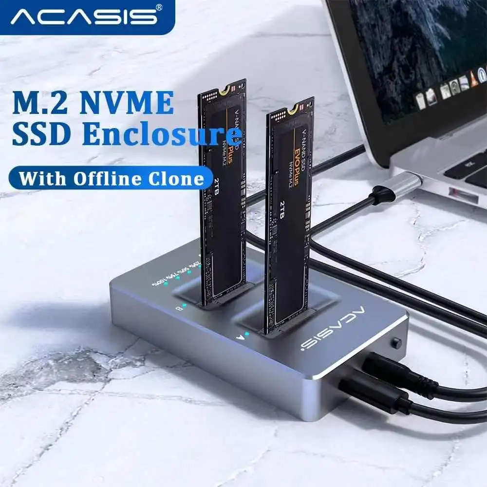Док-станция ACASIS для SSD-накопителей M2 док-станция клонирования Dual Solt M.2 NVME поддержка офлайн-режима автоматического