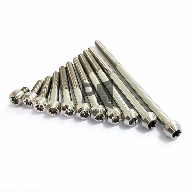 Six Lope Plum Baut Titanium Sekrup Torx Head Ti Bicycle Titanium Alloy Screw Titanium Bolts M6 for Bicycle Motorcycle