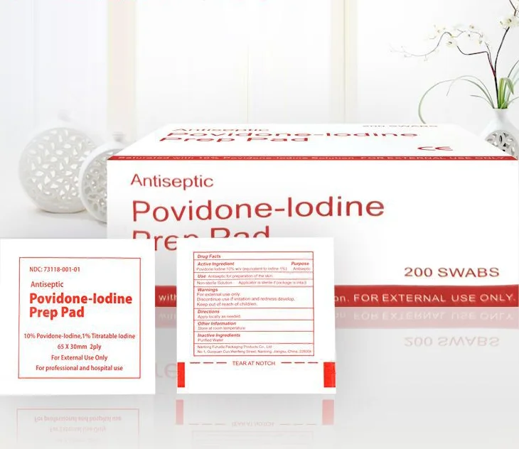Disposable Soft Non-woven Iodophor Cotton Swab Pad Povidone Iodine Prep Pad Swab Bandage Hospital Medical Surgical Fist Aid Kit