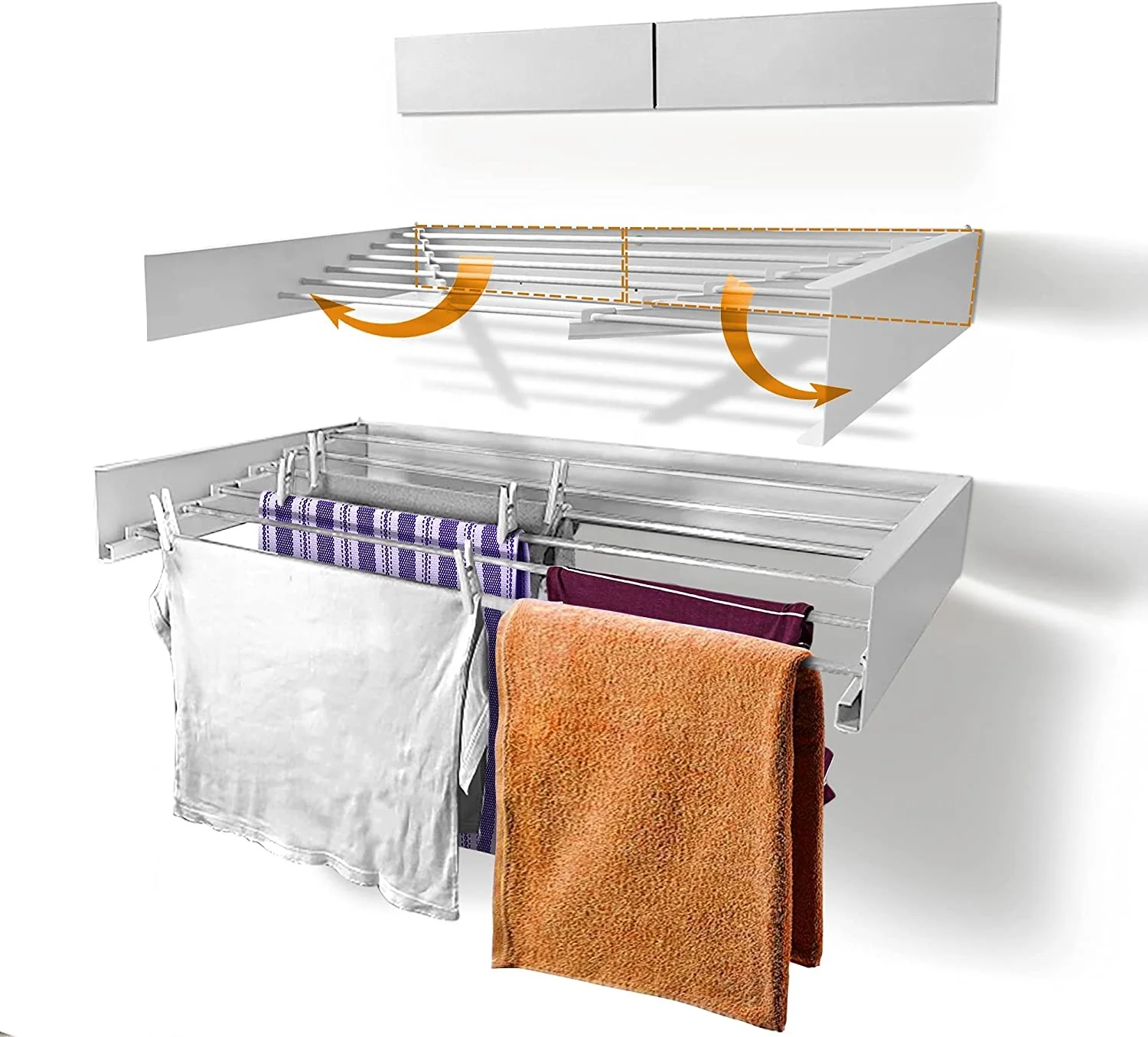 Wall-Mounted Aluminum Foldable Extendable Drying Rack Space-Saving Home Use Detachable Wardrobe for Kitchen Bathroom Living Room