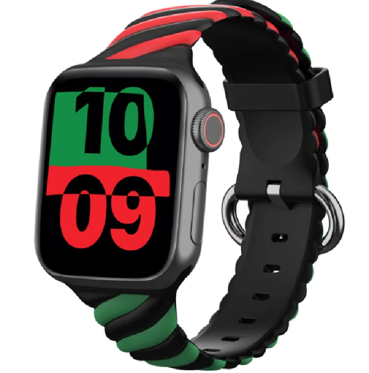 Custom made stretchable bracelet soft sport silicone watch band for apple 38mm 42mm series 4/3/2/1 s/m m/l size