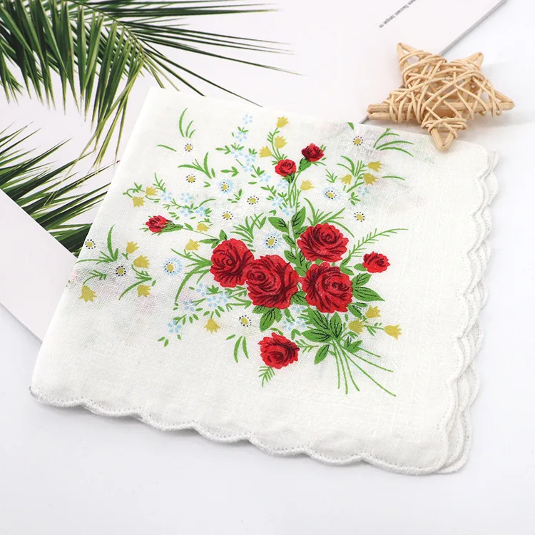 Женский винтажный мягкий хлопковый льняной носовой платок Panuelos de Women 29x29