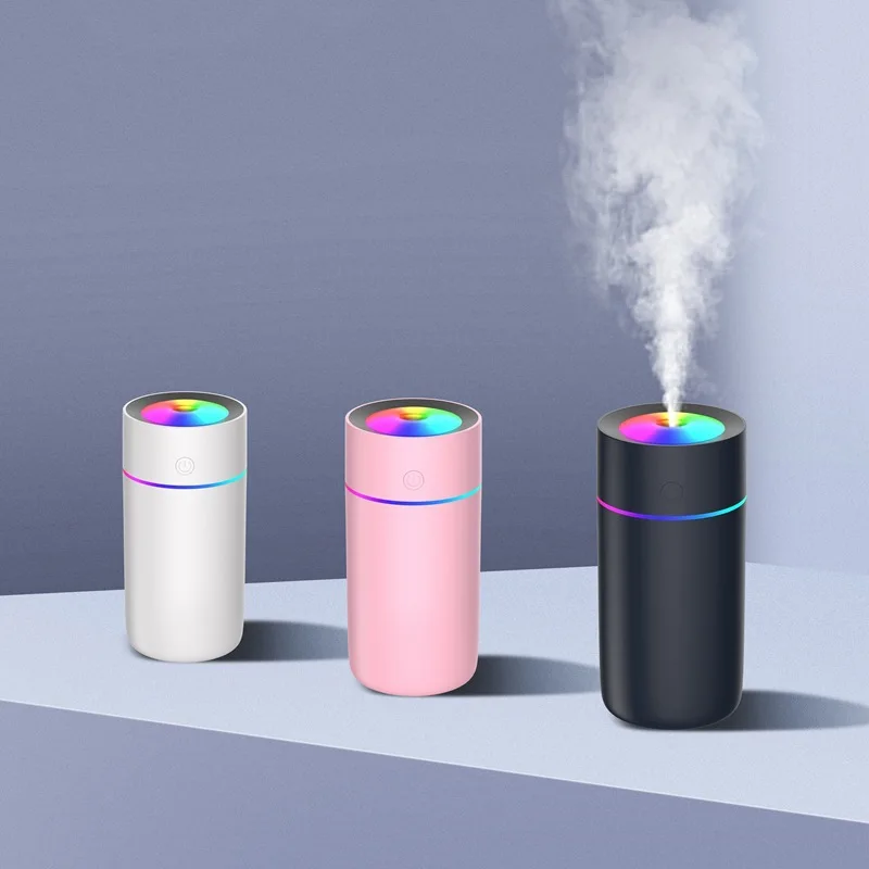 New design 320ml colorful car Small Aroma diffuser air purifier filters mini Portable Rainbow Steam Smart Mist air humidifier
