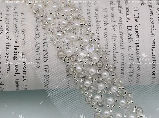 Width 5 cm Handmade Shiny pearls lace ribbon flower beads Sequins tulle mesh lace trim for dress curtain Collar