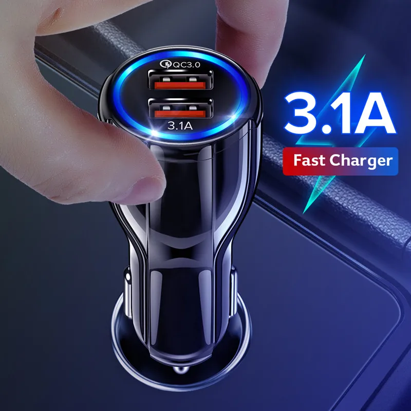 
Быстрая зарядка, новый автомобильный адаптер qc 3,0, автомобильное зарядное устройство с двумя портами usb 