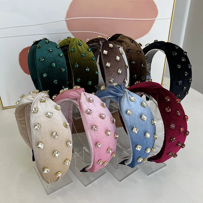 Europe and the United States Christmas pearl headband red green diamond sponge head band fashion women hair accessories